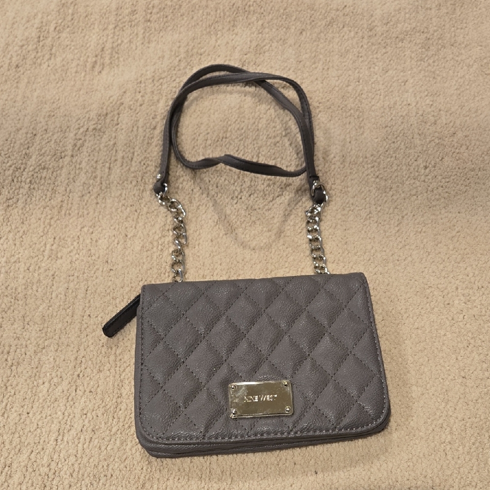 Nine West Charcoal Quilted Crossbody Bag